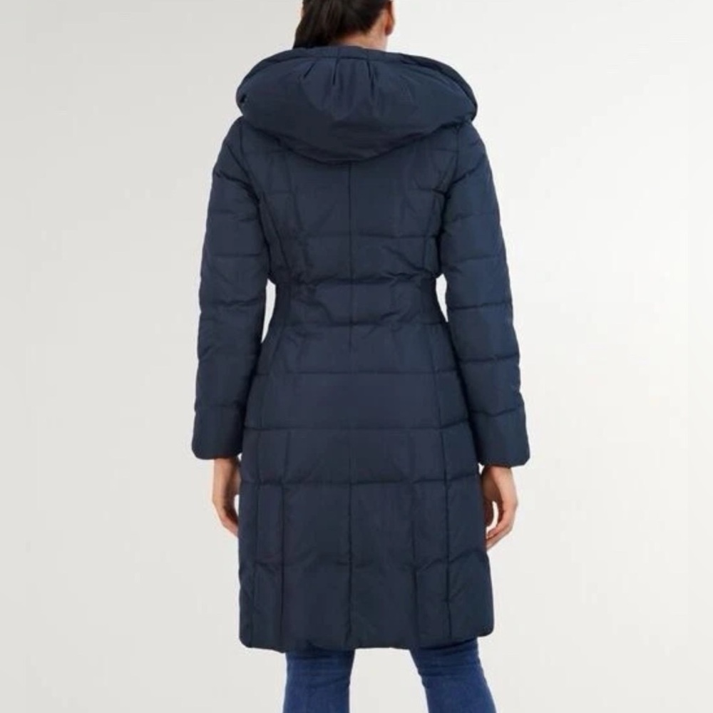 Cole Haan Dark Blue Hooded Down Puffer Jacket - Picture 2 of 15